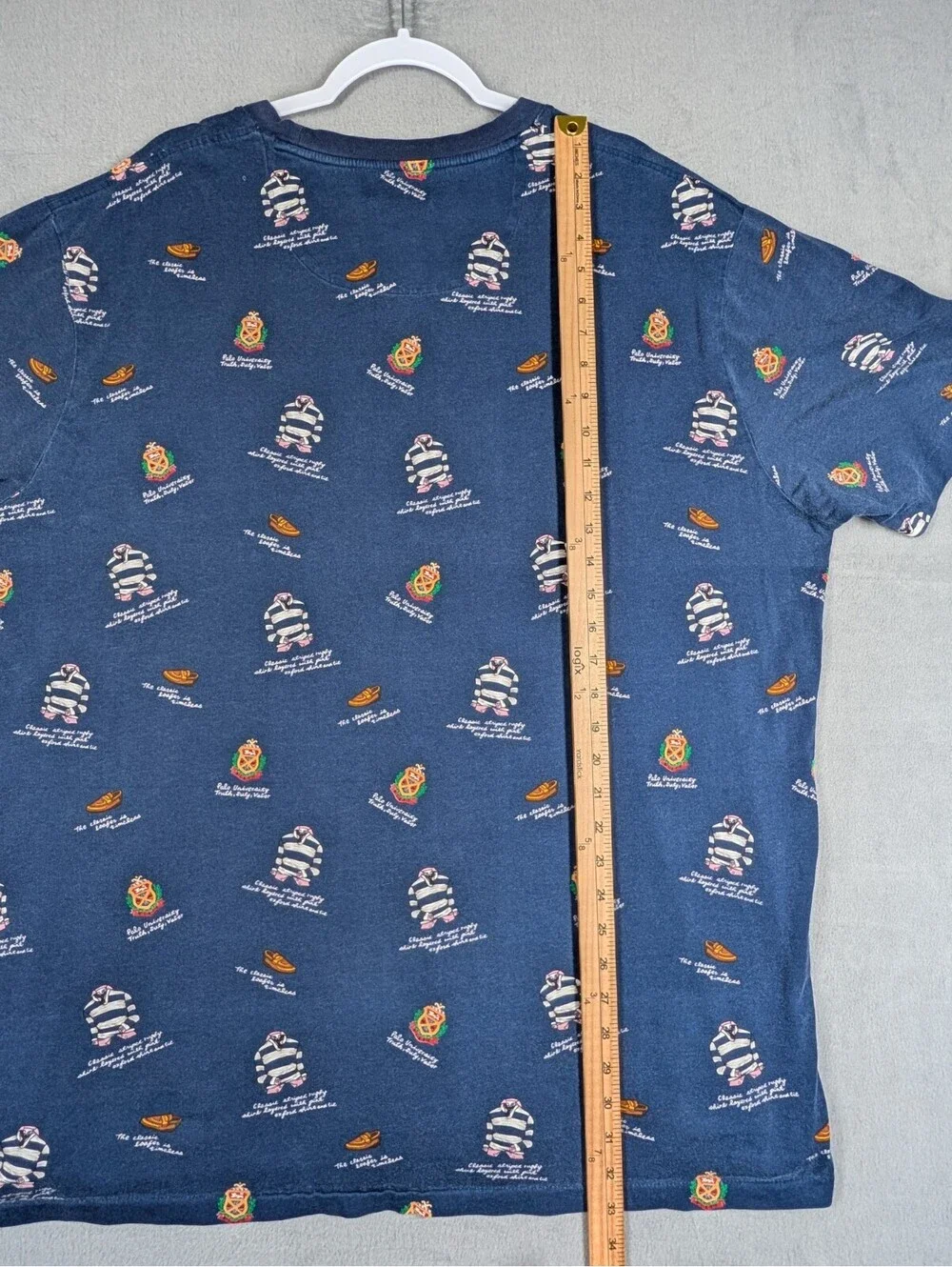 Polo Ralph Lauren Mens 2XLT Blue Pocket T Shirt Crest Rugby Print All Over Print